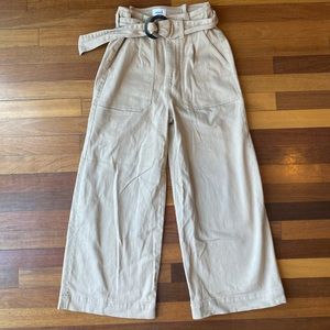 Seed heritage womens tan cropped wide leg pants size 6
